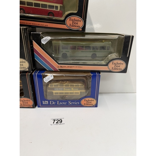 729 - 5 EFE exclusive first editions 1:76 scale model buses