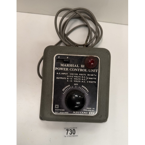 730 - A vintage Meccano Marshall III Power control unit