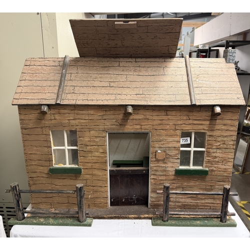 735 - A large vintage wooden cowboy stables