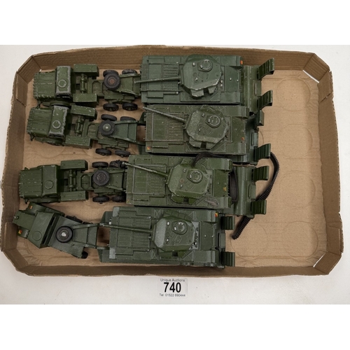 740 - 4 Dinky tank transporters & tanks
