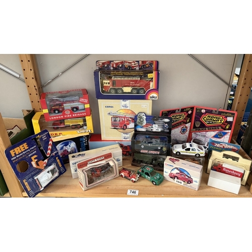 746 - A quantity of boxed emergency vehicles including Fire Engines, Corgi Classics etc