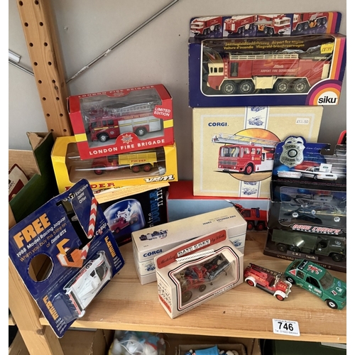 746 - A quantity of boxed emergency vehicles including Fire Engines, Corgi Classics etc