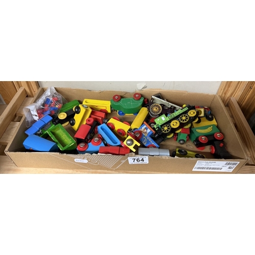 764 - A box of woden early learning trains