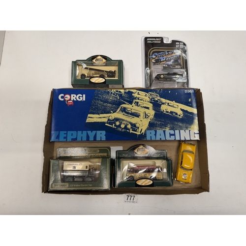 777 - A Corgi D36/1 Zephyr racing 3 car gift set & A quantity od Lledo models including Greenlight Smokey ... 