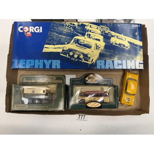 777 - A Corgi D36/1 Zephyr racing 3 car gift set & A quantity od Lledo models including Greenlight Smokey ... 