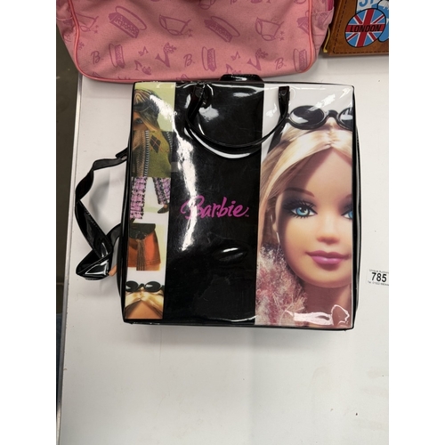 785 - A Barbie Fashion Fever case, 3 dolls, 1 other & A Sindy hotel travel case