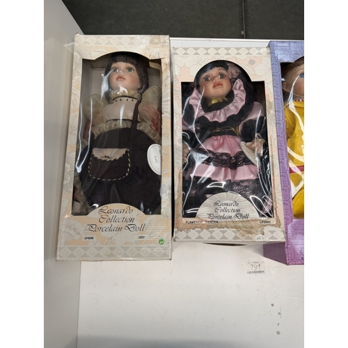 791 - 3 Boxed Leonardo Collection porcelain dolls including Suzie, Flamenco Dancer & Lucy & A Baby Born do... 