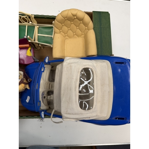 795 - A Barbie Ford Mustang, horses & Sindy furniture