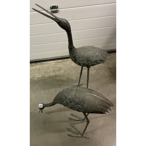 2926 - A pair of vintage heavy bronze cranes