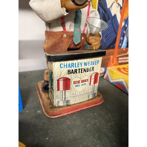 798 - A 1960's Charley Weaver bartender battery operated tin toy.
