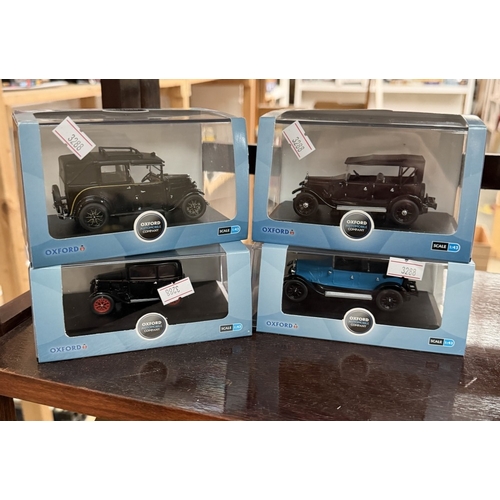 819 - 4 1:43 scale Oxford diecast vehicles, 1:44 scale CCA BMW M4 DTM, Corgi 96751 Morris Minor convertibl... 