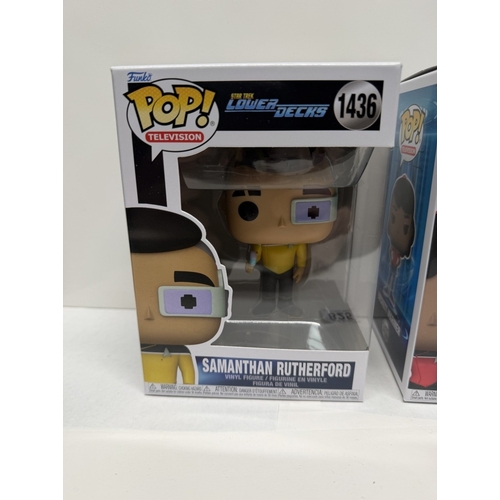 825 - 2 Funko Pop! Vinyl figures from Star Trek: Lower Decks including Rutherford (#1436) & Beckett Marine... 