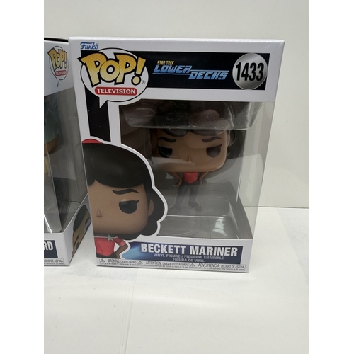 825 - 2 Funko Pop! Vinyl figures from Star Trek: Lower Decks including Rutherford (#1436) & Beckett Marine... 