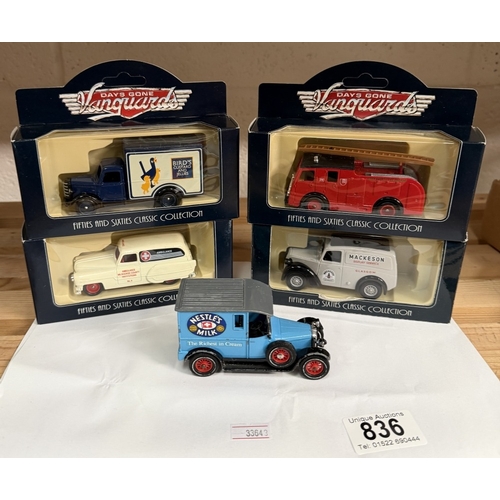 836 - 4 boxed Lledo Days Gone Vanguards vehicles, Matchbox Models Of Yesteryear Y-1 1911 model T Ford boxe... 