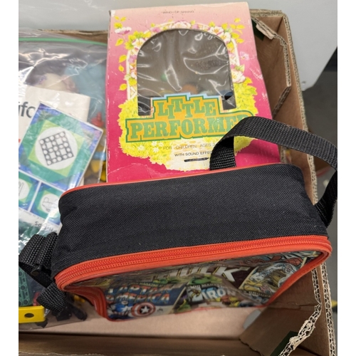 793 - A quantity of vintage mixed toys including Simpsons dolls, String puppet, Edward Mobley 1962 rubber ... 