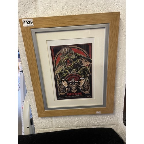 2929 - A framed Gremlins cinema advertisement