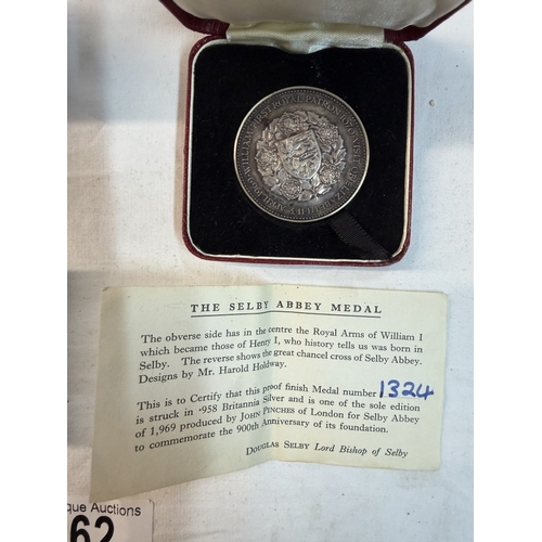 62 - 2 John Pinches silver medals for Selby Abbey