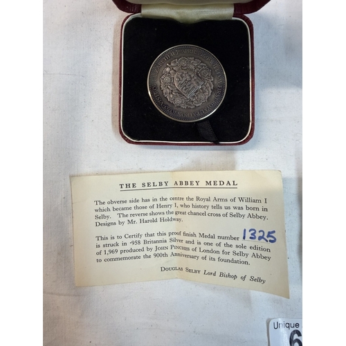 62 - 2 John Pinches silver medals for Selby Abbey