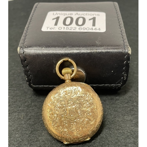 1001 - A 15ct gold Edwardian ladies fob watch (total weight 32.04g)