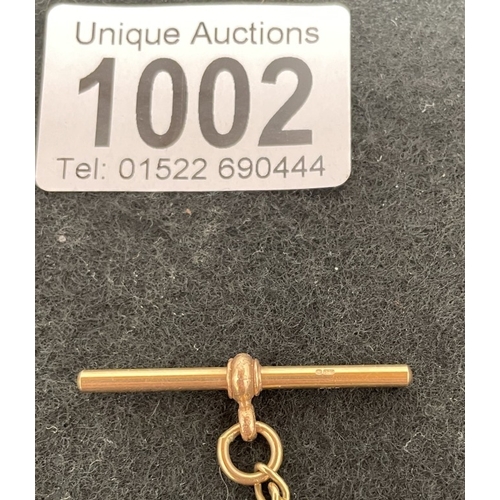 1002 - A 9ct gold Albert chain (total weight 16.88g)