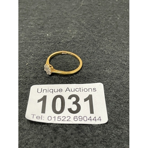 1031 - An 18ct gold and platinum daisy cluster ring size N (total weight 1.82g)