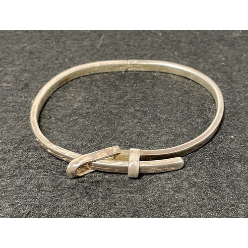 1033 - Two hallmarked Silver bangles (26g and 41.75g) and a .925 silver bangle (21.95) - total weight 89.7g