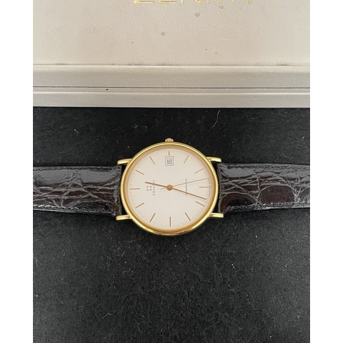1042 - A Zenith Cosmopolitan Gold Tone Quartz Dress Date Watch in original box