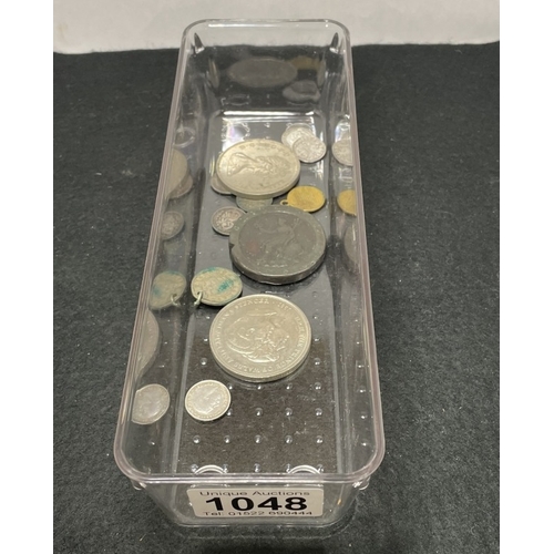 1048 - A 1797 cartwheel penny, some silver 3d coin and other coins etc