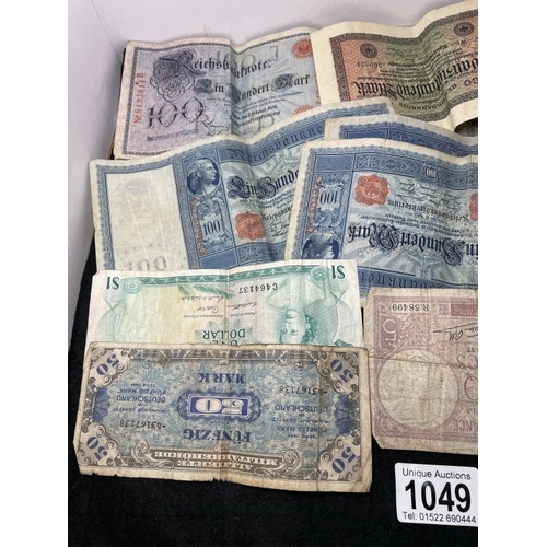 1049 - A collection of old banknotes, mainly German etc