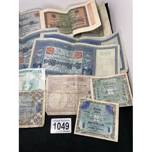 1049 - A collection of old banknotes, mainly German etc