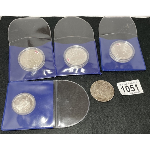 1051 - 3 Silver History Of The Royal Navy coins & A silver proof half dollar 250th anniversary of birth Geo... 