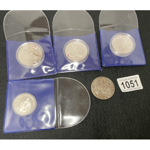 1051 - 3 Silver History Of The Royal Navy coins & A silver proof half dollar 250th anniversary of birth Geo... 