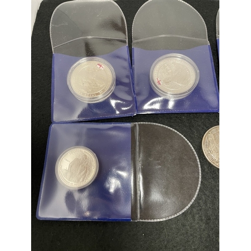 1051 - 3 Silver History Of The Royal Navy coins & A silver proof half dollar 250th anniversary of birth Geo... 