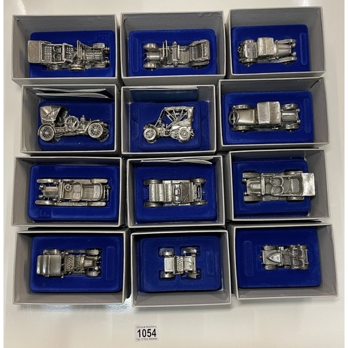 1054 - A very rare set of 12 Franklin Mint Solid Silver Car Collection - all in original boxes  - solid ste... 