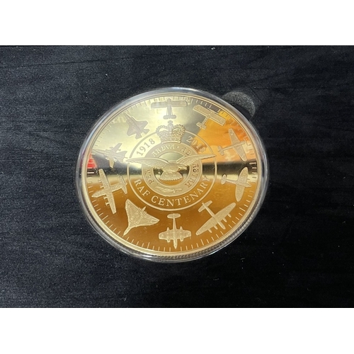 1055 - A One Hundred Years of the Royal Air Force ten crowns proof coin, with 24ct gold plating, limited ed... 
