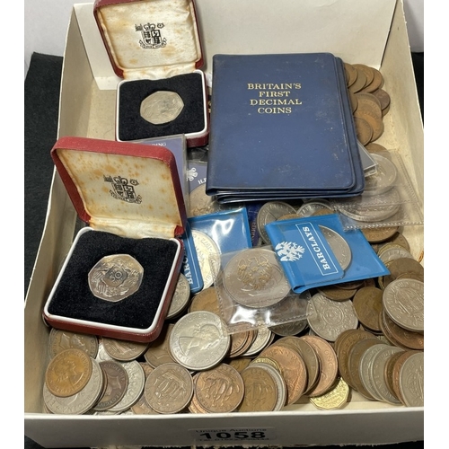 1058 - A box of mixed coins and crowns