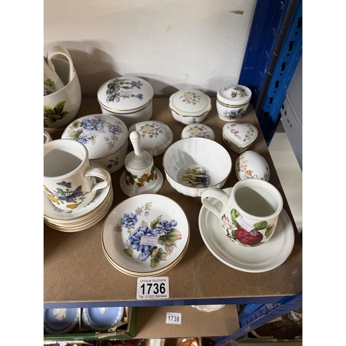 1736 - A quantity of Royal Worcester fine bone china & Portmeirion Botanic Garden including saucers, teacup... 