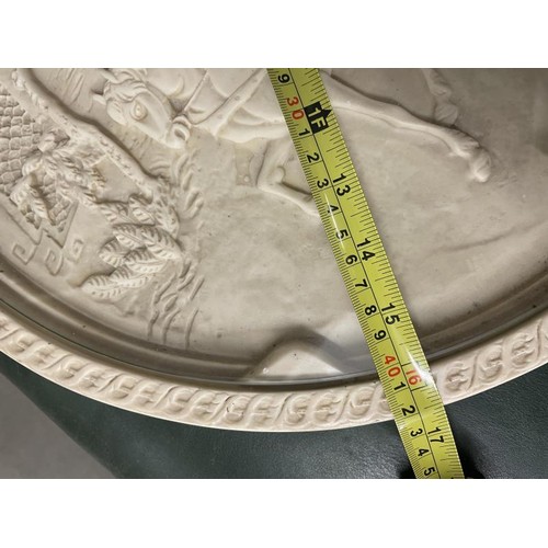 1519 - A Chinese carriage medallion cast resin table top with glass panel