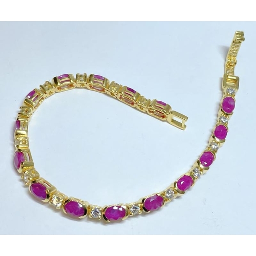 18ct gold plated ruby bracelet (15 grams)