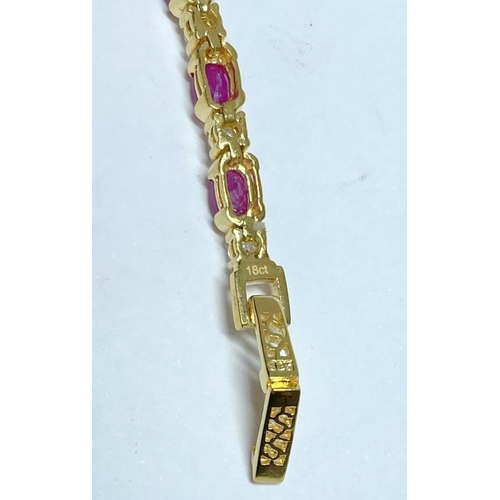 18ct gold plated ruby bracelet (15 grams)