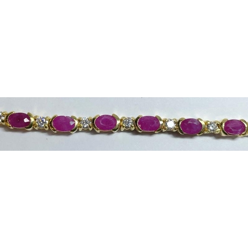 18ct gold plated ruby bracelet (15 grams)