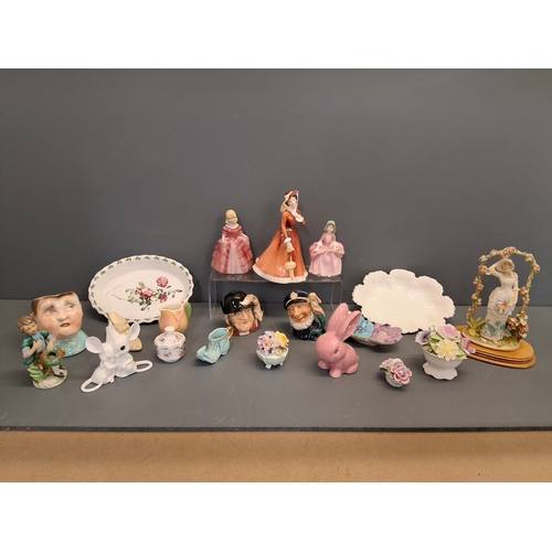 1 - Group of China items to include Royal Doulton Bo Peep, Miniature Royal Doulton Toby jugs plus other ... 