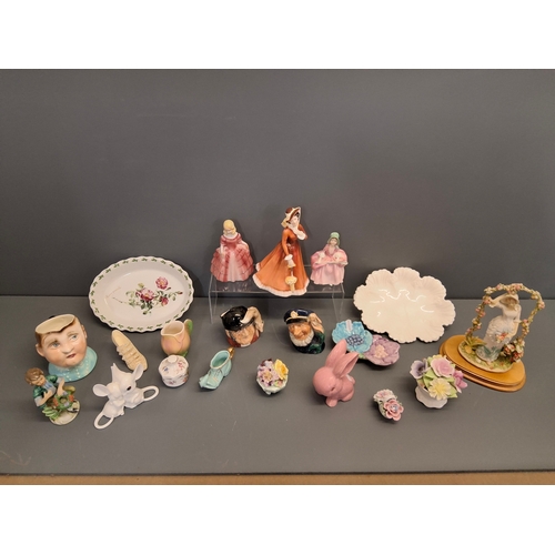 1 - Group of China items to include Royal Doulton Bo Peep, Miniature Royal Doulton Toby jugs plus other ... 