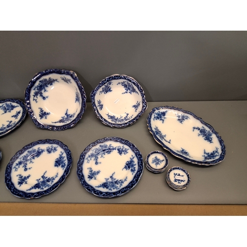 22 - 31 pieces of antique flow blue touraine dinner ware