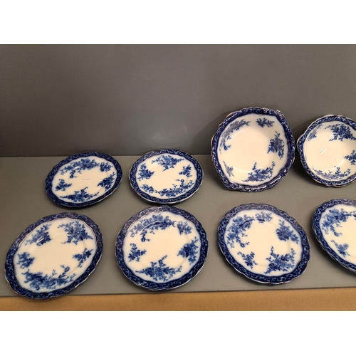 22 - 31 pieces of antique flow blue touraine dinner ware