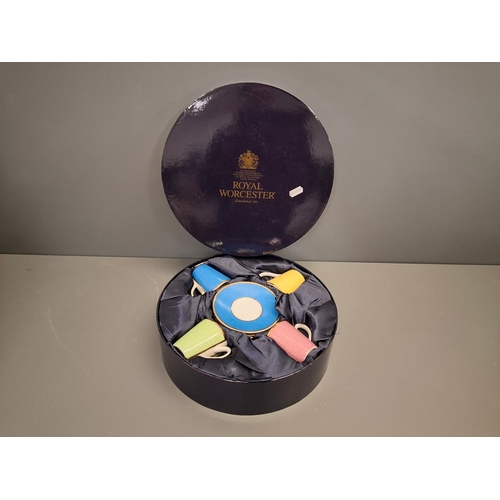 25 - Royal Worcester coffee set made to celebrate the Queens 80th birthday. Brand new never been used.