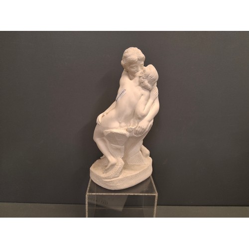 31 - A contemporary plaster marble effect sculpture of Rodins kiss
Height 22cm