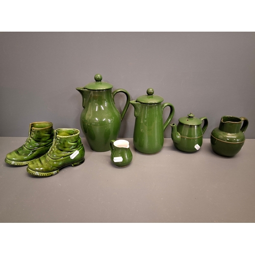 34 - Collection of green pottery items.
Tallest being 12cm