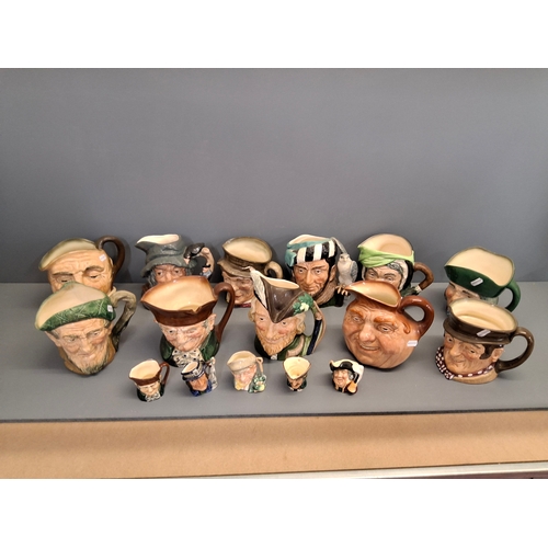 38 - Collection of Royal Doulton Toby jugs to include Robin Hood & others
Eleven full size and five minia... 