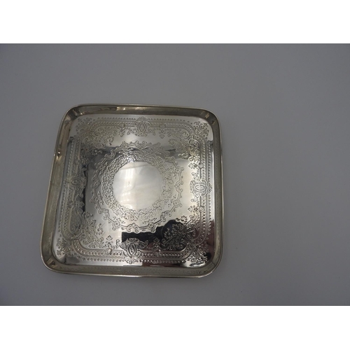 190 - VICTORIAN SILVER CARD TRAY RICHARD MARTIN 7 EBENEZER HALL, LONDON 1880the square tray with bright cu... 